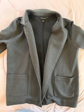 Banana Republic Olive Gray Open-Front Blazer Jacket